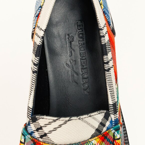Burberry Bedmont Poppy Orange Tartan Flat Loafers - Picture 8 of 10